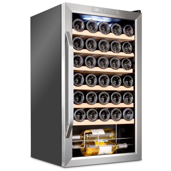 Ivation 34-Bottle Compressor Freestanding Wine Cooler Refrigerator - Stainless Steel IVFWCC341WSS - main